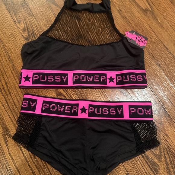 Fantasy pole dance Fetish Rave Festival Fishnet hot shorts and crop top. NWT S - Picture 4 of 8